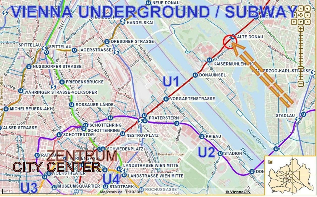 ZENTRUMNAH direkt an UBAHN bei UN-VIC und am BADESTRAND Wien Exterior foto